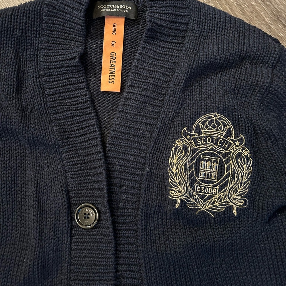 Scotch & Soda Navy and Red Varsity Cardigan - Picture 3 of 7